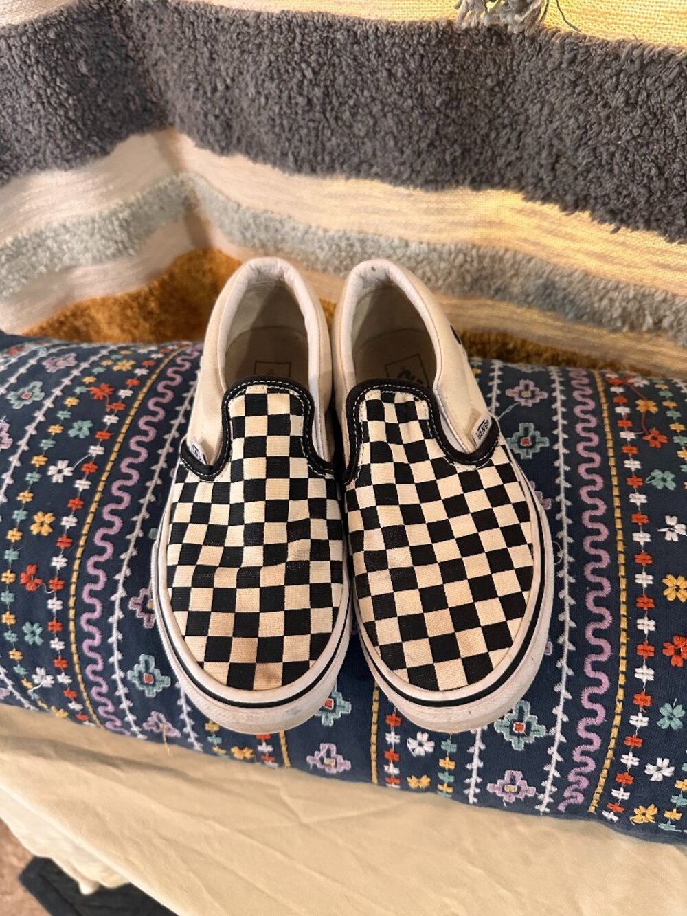 Classic Vans Black/White Checkerboard Sneakers - Size Kids 2.5